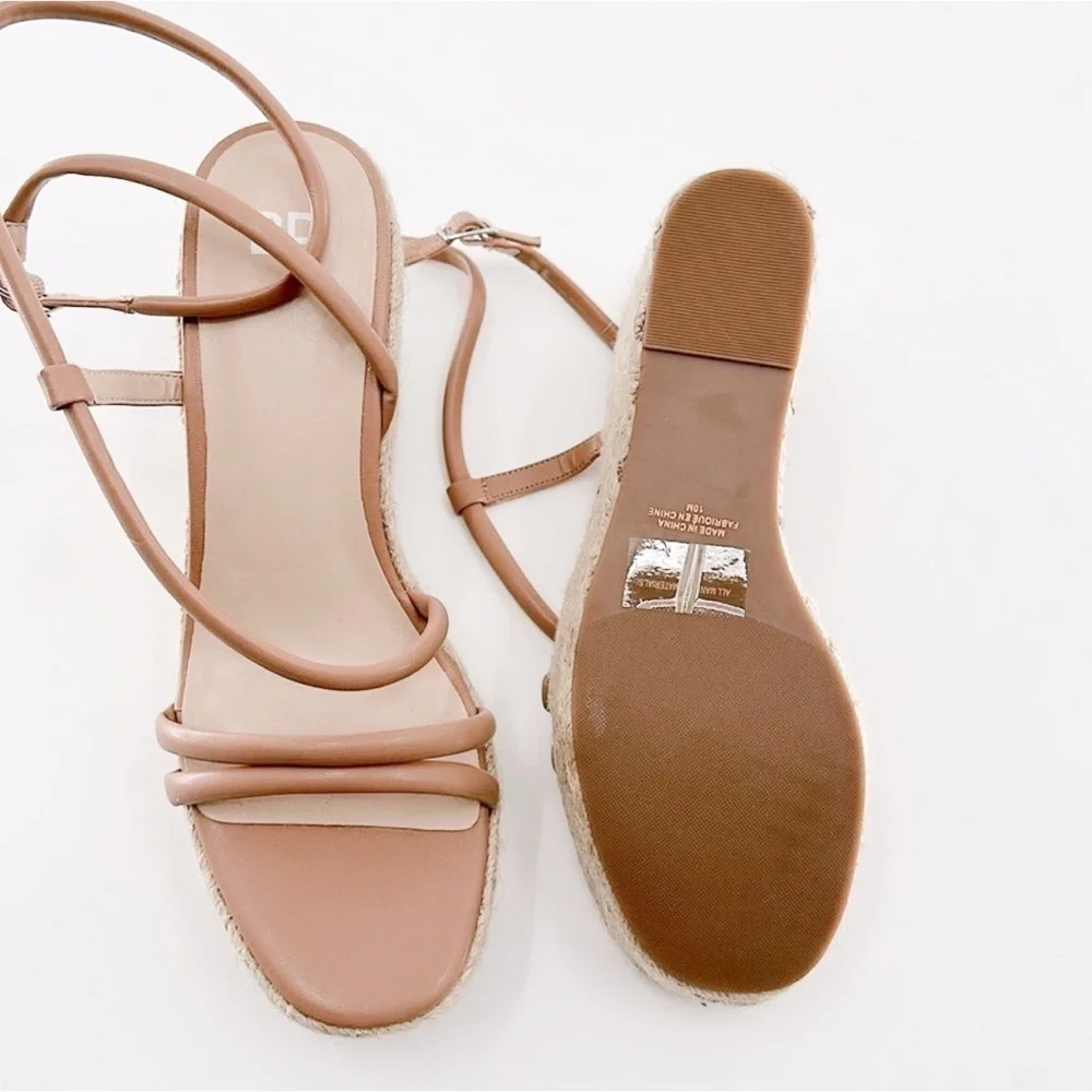 NEW BP Cohan Espadrille Platform Wedge Sandal sz 10 Strappy Brown Tan
